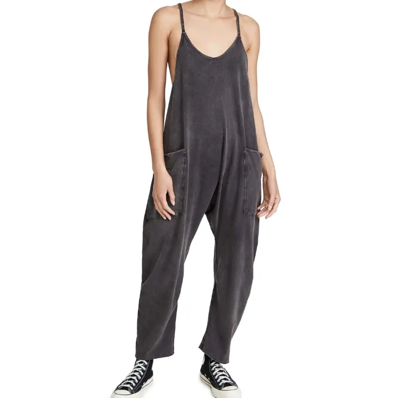Wide Length Jumpsuit With Pockets
