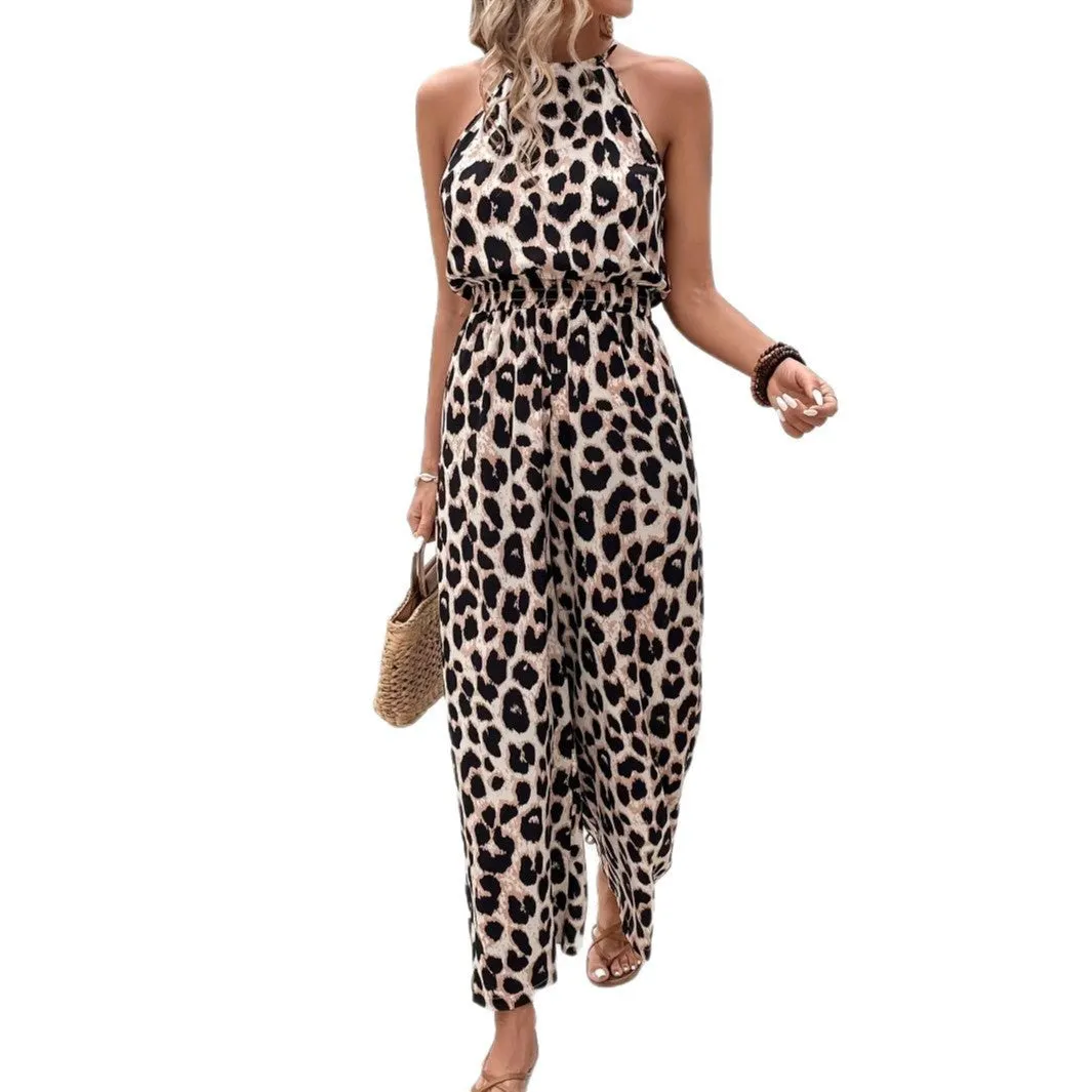 Wild Leopard Luxe Halter Jumpsuit