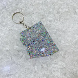 Winter Arizona Pride – Gold Glitter Resin Keychain