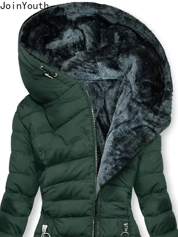 Winter Clothing Hooded Thicked Fashion Korean Jackets Tops Slim Fit Warm Parkas 2025 Ropa Mujer Casual Streetwear Coat for Women