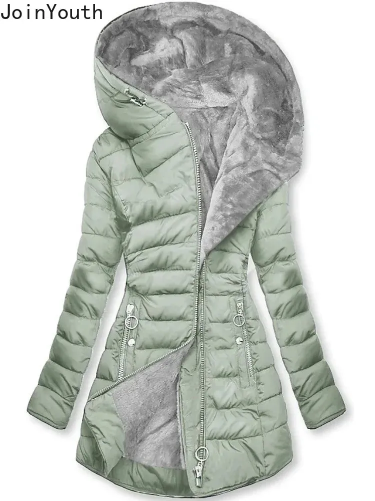 Winter Clothing Hooded Thicked Fashion Korean Jackets Tops Slim Fit Warm Parkas 2025 Ropa Mujer Casual Streetwear Coat for Women