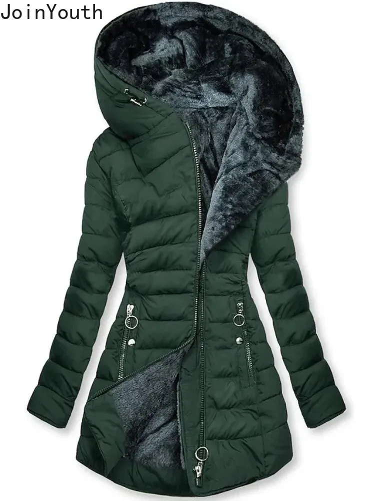 Winter Clothing Hooded Thicked Fashion Korean Jackets Tops Slim Fit Warm Parkas 2025 Ropa Mujer Casual Streetwear Coat for Women