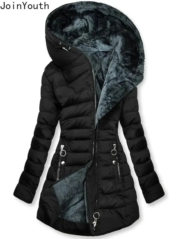 Winter Clothing Hooded Thicked Fashion Korean Jackets Tops Slim Fit Warm Parkas 2025 Ropa Mujer Casual Streetwear Coat for Women