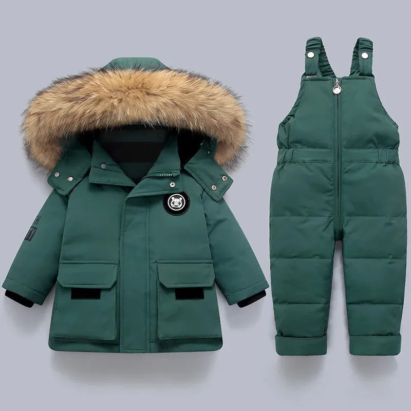 Winter Down Jacket & Snowsuit Set for Boys and Girls