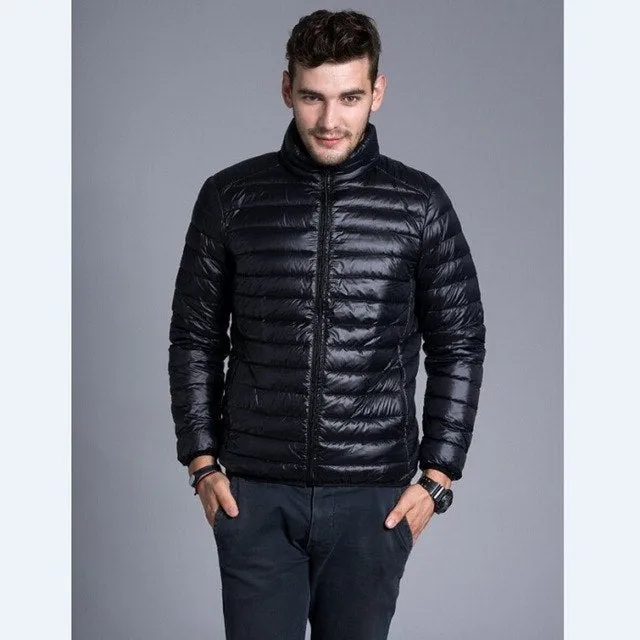 Winter Padded Jacekt Men's Brand thin Duck Down Collar Casual Warm Coat Outerwear Parka Jackets Plus Size XXXL Down Jacket Men