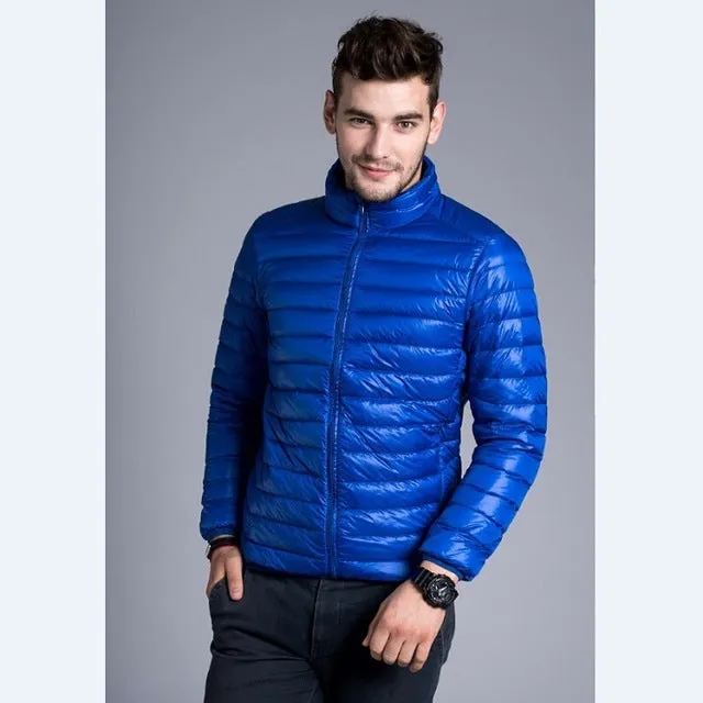 Winter Padded Jacekt Men's Brand thin Duck Down Collar Casual Warm Coat Outerwear Parka Jackets Plus Size XXXL Down Jacket Men