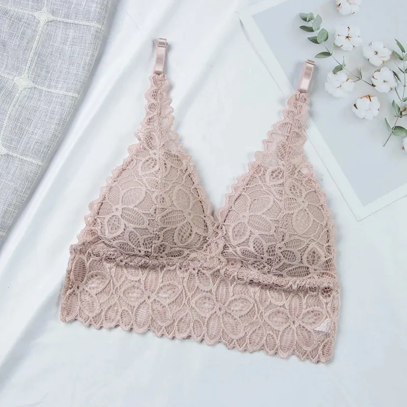 Wireless French Lace Push Up Bra