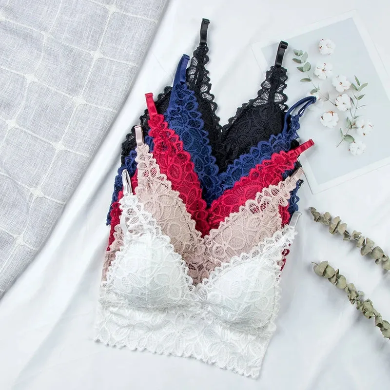 Wireless French Lace Push Up Bra