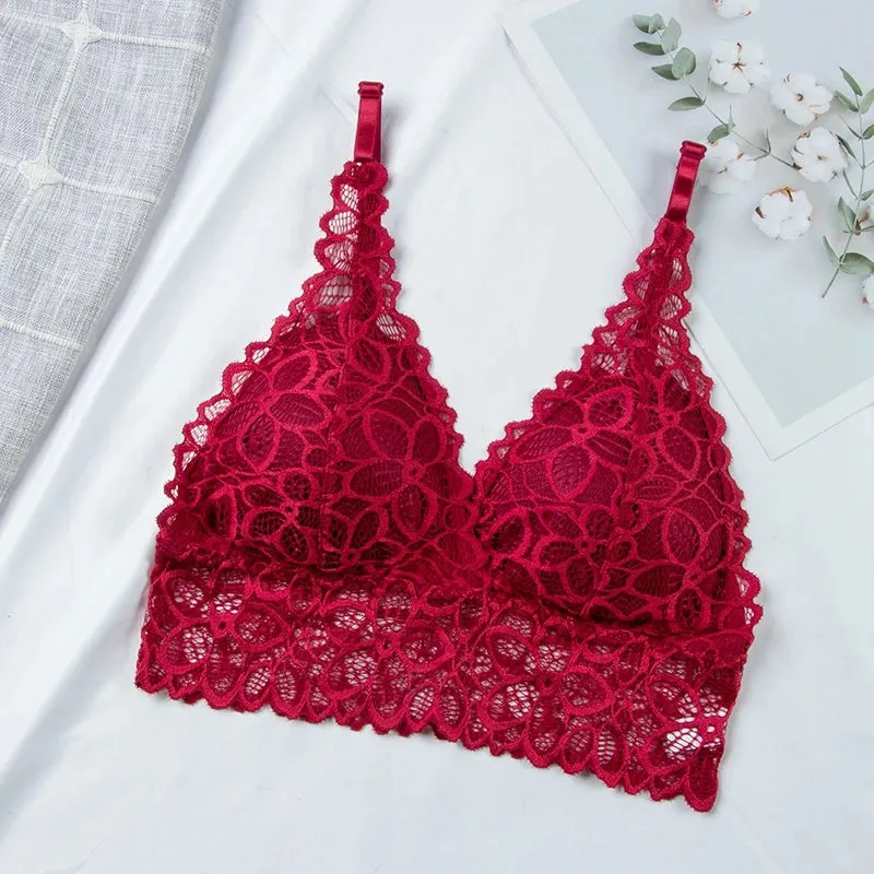 Wireless French Lace Push Up Bra
