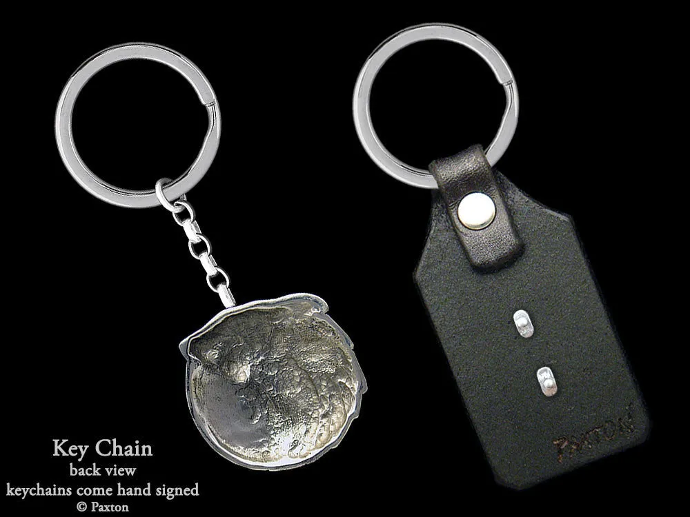 Wolf Head Howling Key Chain / Key Ring Sterling Silver