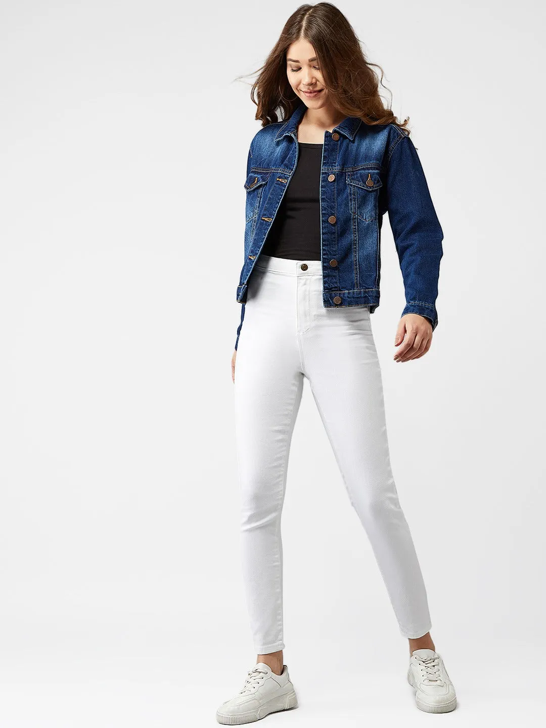 Women Blue Solid Jacket