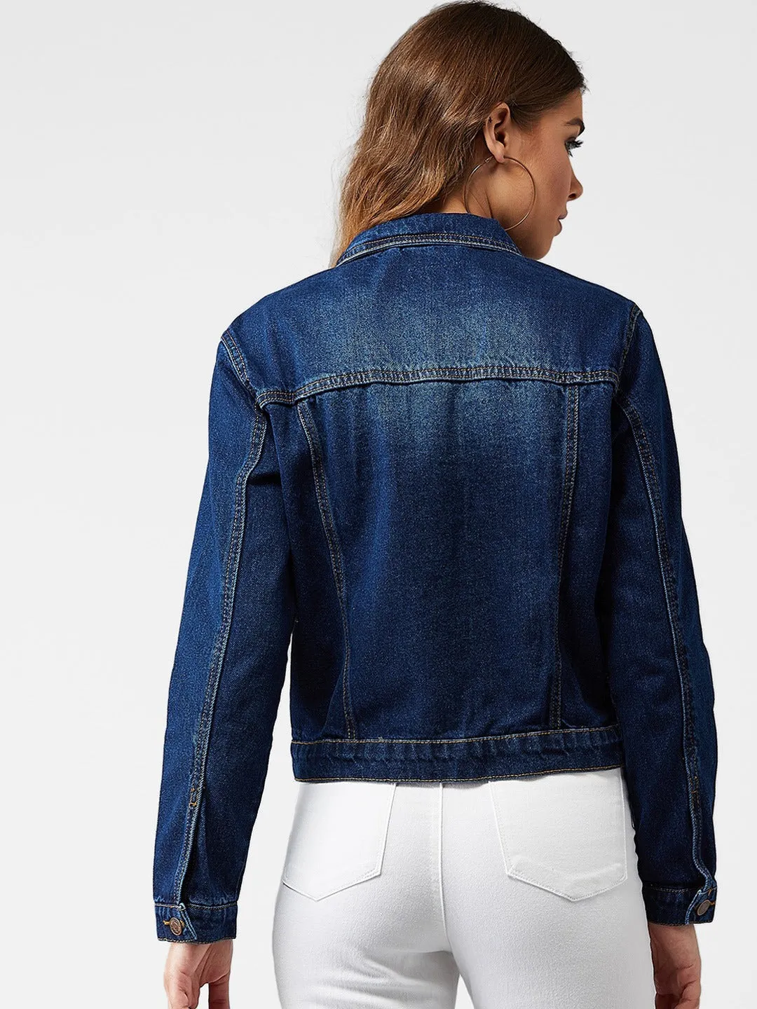 Women Blue Solid Jacket