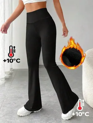 Women Casual Fashion Sports Tight Solid Color Thin Fleece Yoga Pants