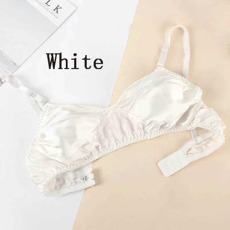 Women Double-sided Wireless Underwear Mulberry Silk Bras Summer Ultra Thin Silk Bra Soft Comfortable Glossy Seamless Underwear