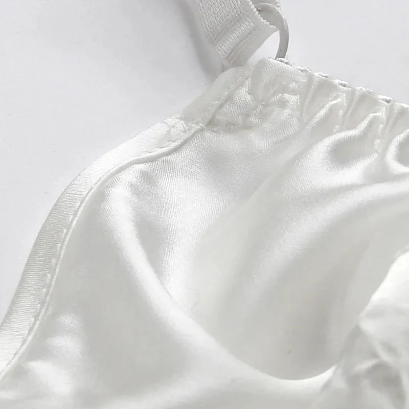 Women Double-sided Wireless Underwear Mulberry Silk Bras Summer Ultra Thin Silk Bra Soft Comfortable Glossy Seamless Underwear