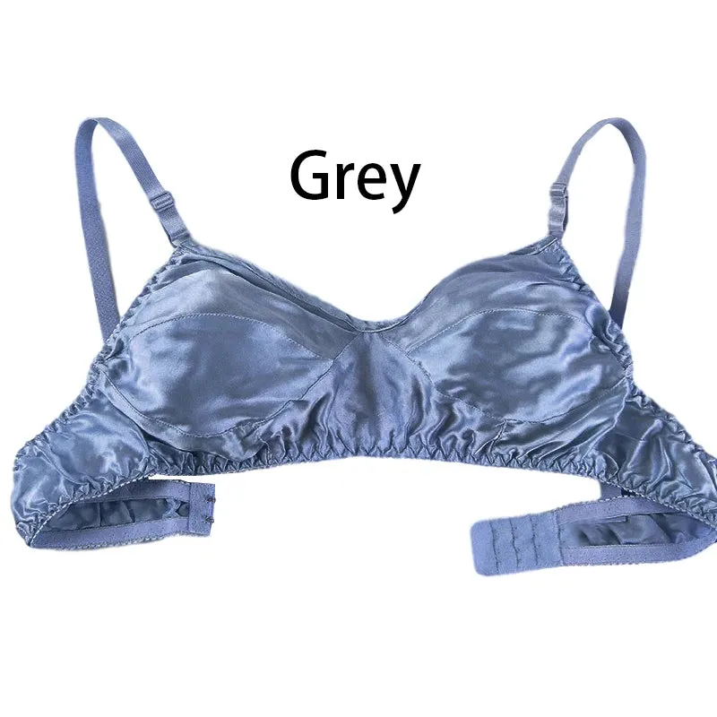 Women Double-sided Wireless Underwear Mulberry Silk Bras Summer Ultra Thin Silk Bra Soft Comfortable Glossy Seamless Underwear