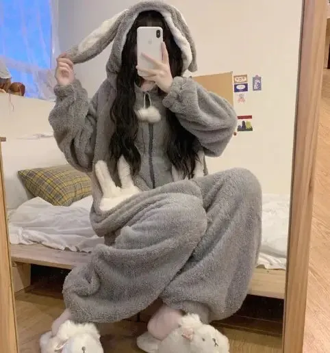 women fleece Bunny Pajamas