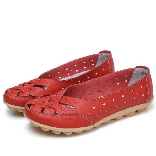 Women Genuine Leather Shoes Woman Ballet Flats Casual Sandals Women Loafers
