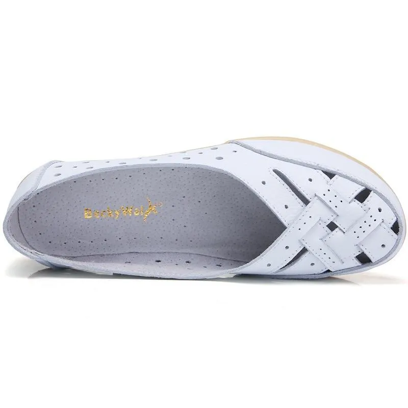 Women Genuine Leather Shoes Woman Ballet Flats Casual Sandals Women Loafers