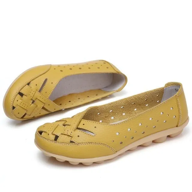 Women Genuine Leather Shoes Woman Ballet Flats Casual Sandals Women Loafers