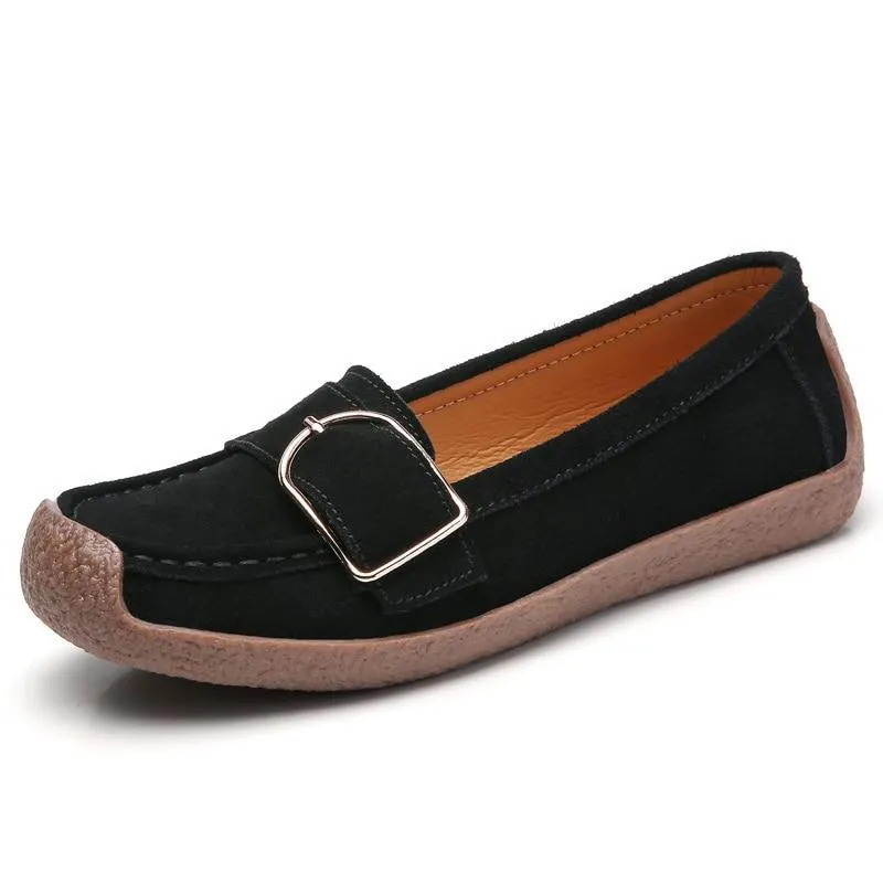 Women Loafer shoes Multi color with Large size suede peas shoes