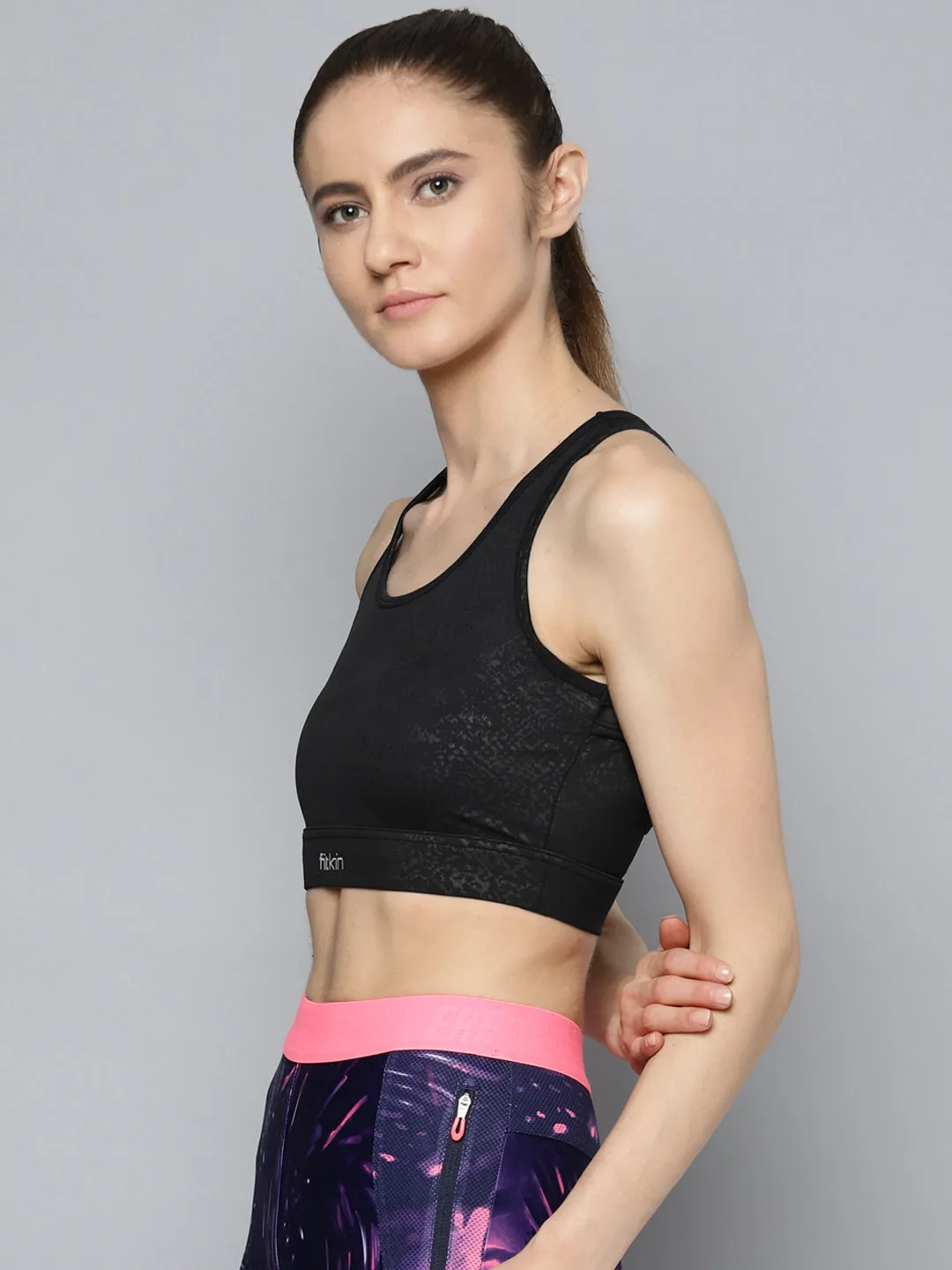 Women Snakeprint  Medium Impact Sports Bra With Back Mesh
