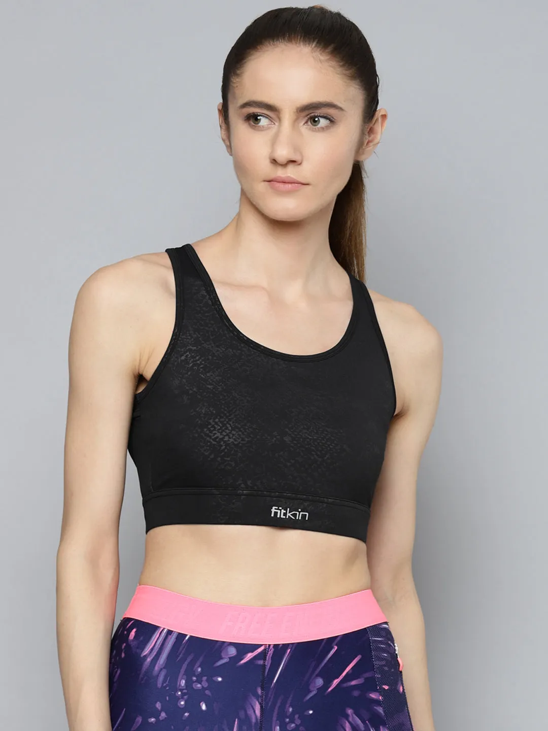 Women Snakeprint  Medium Impact Sports Bra With Back Mesh