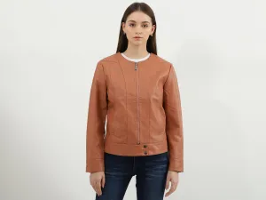 Women Solid Round Neck Jacket