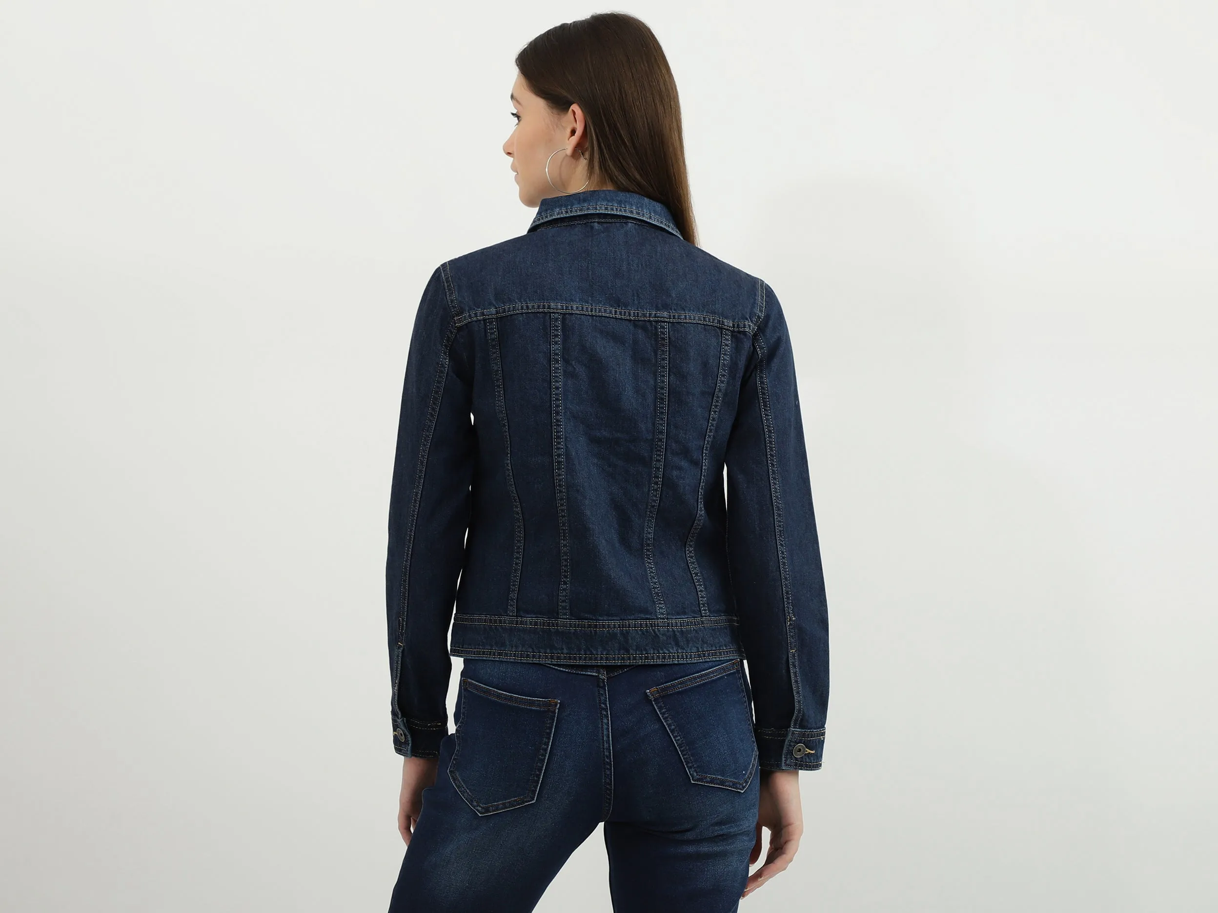 Women Solid Shirt Collar Jacket