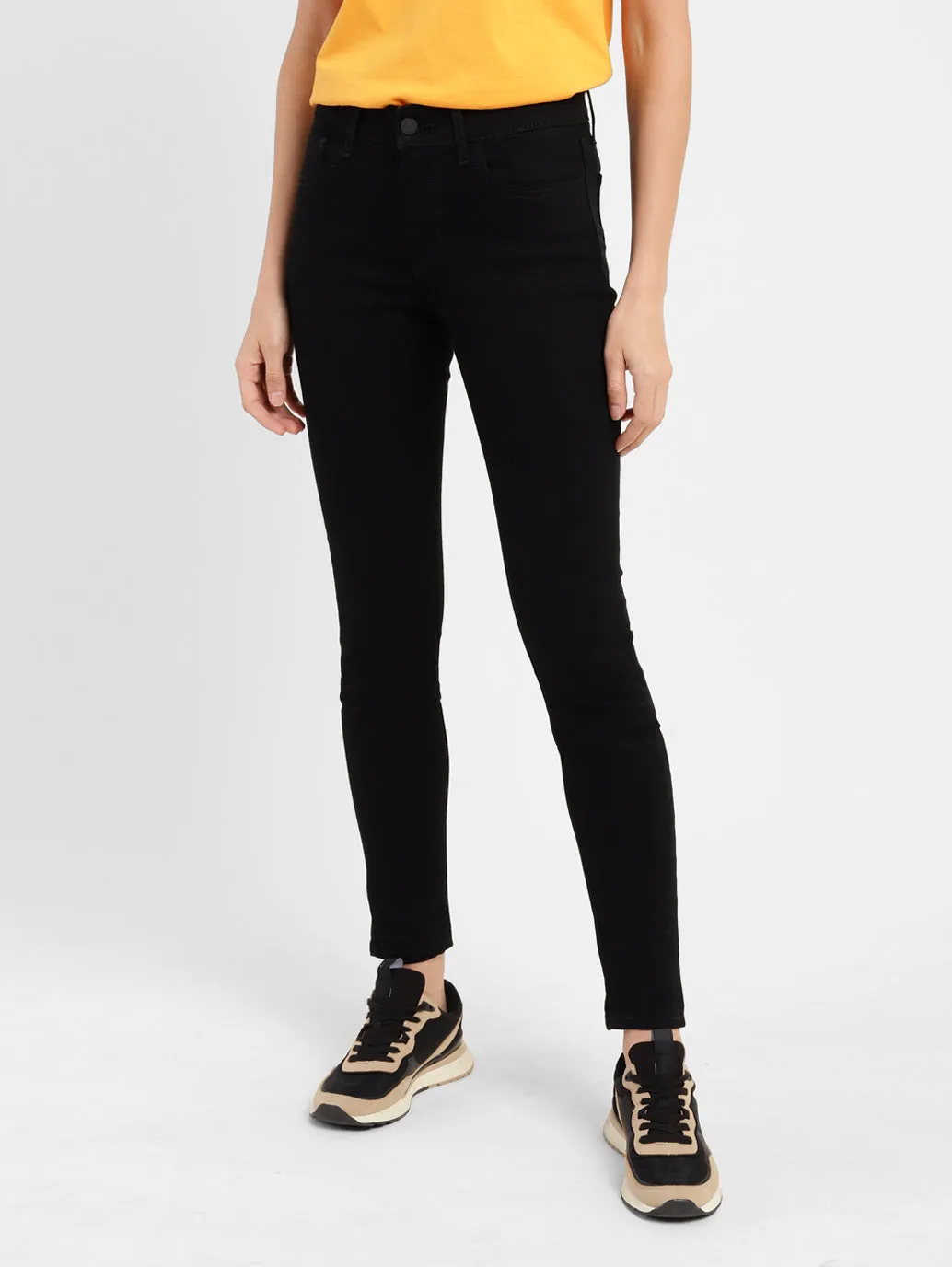 Women's 710 Black Super Skinny Fit High Rise Jeans