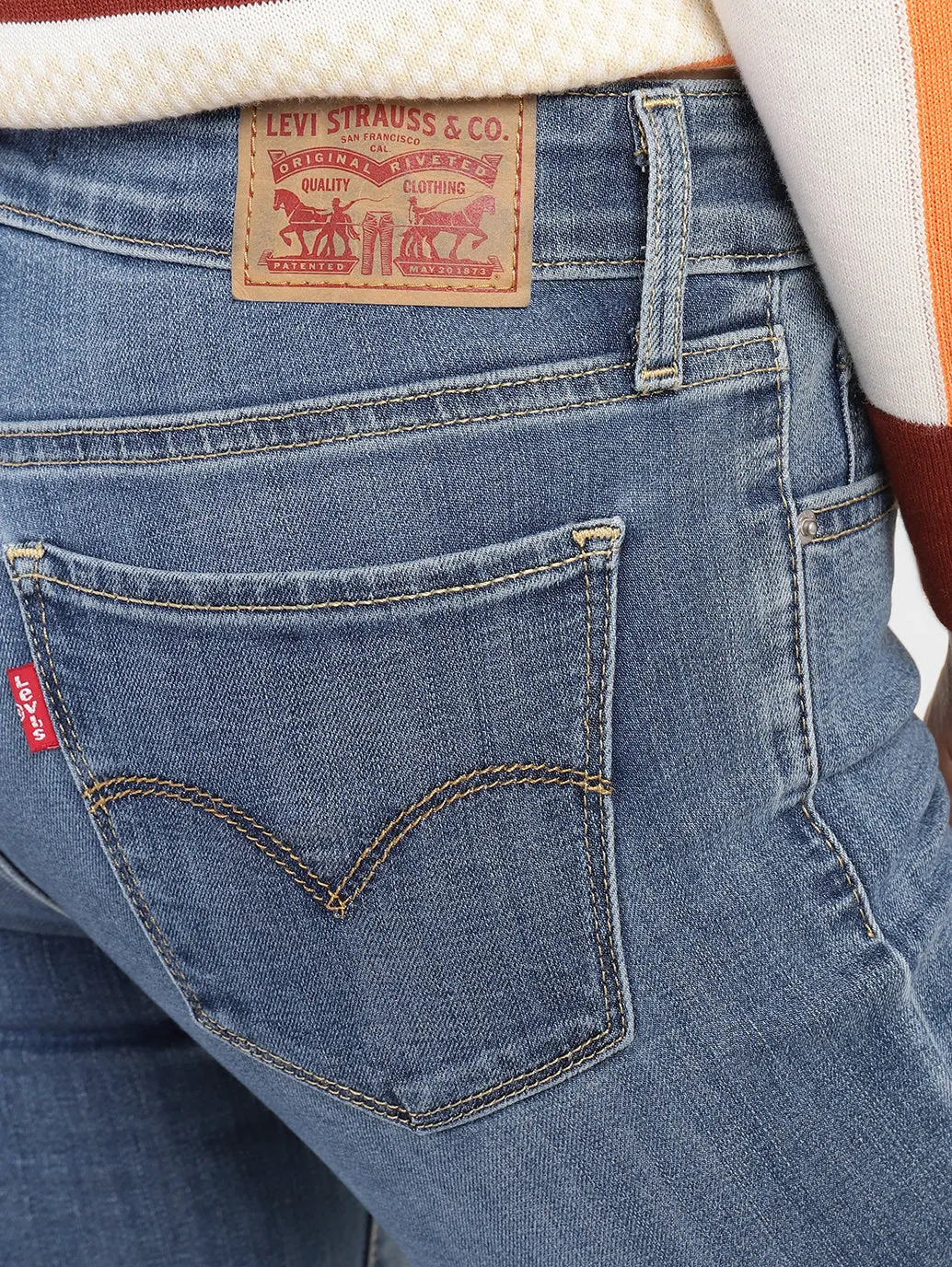 Women's 715 Blue Bootcut Fit Mid Rise Jeans