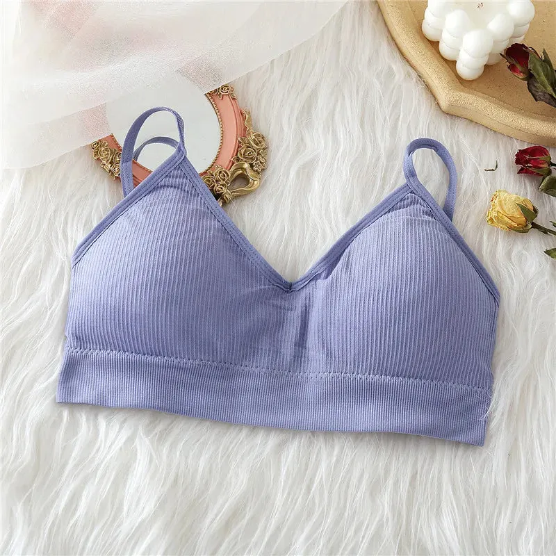 Women's Backless Deep V Crop Top - Seamless Padded Camisole Lingerie