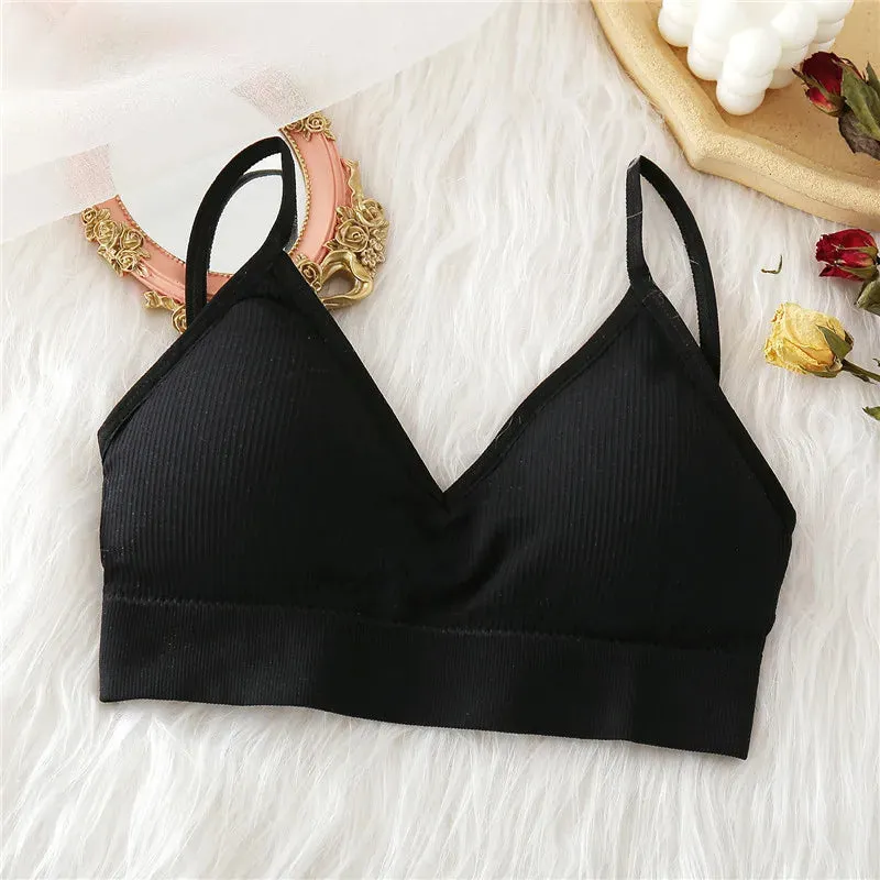 Women's Backless Deep V Crop Top - Seamless Padded Camisole Lingerie