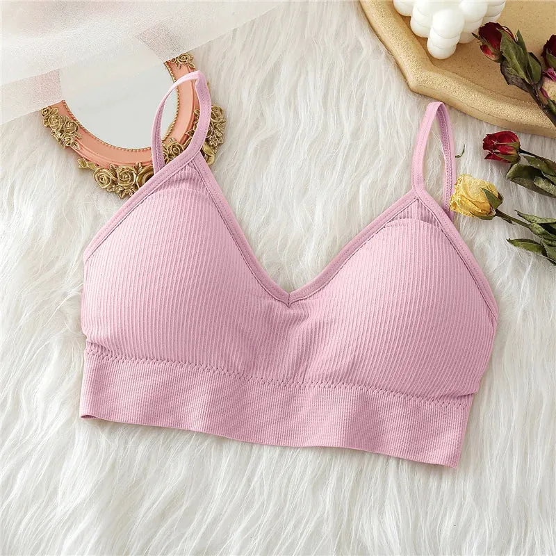 Women's Backless Deep V Crop Top - Seamless Padded Camisole Lingerie