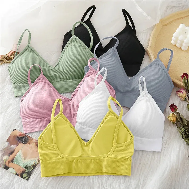 Women's Backless Deep V Crop Top - Seamless Padded Camisole Lingerie