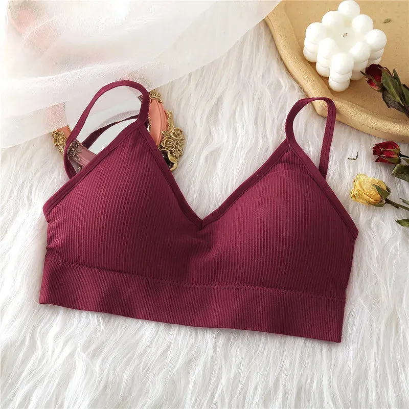 Women's Backless Deep V Crop Top - Seamless Padded Camisole Lingerie