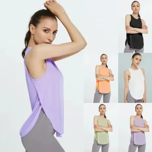 Women's Basic Sports Solid Color Polyester Round Neck Active Tops Vest