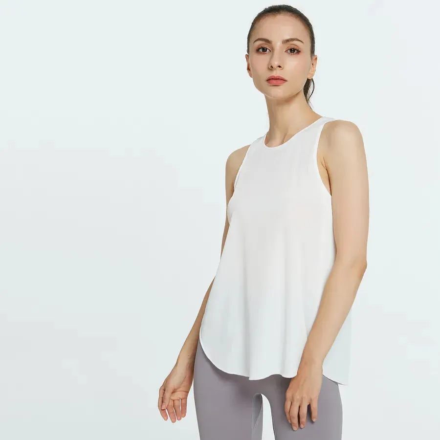Women's Basic Sports Solid Color Polyester Round Neck Active Tops Vest
