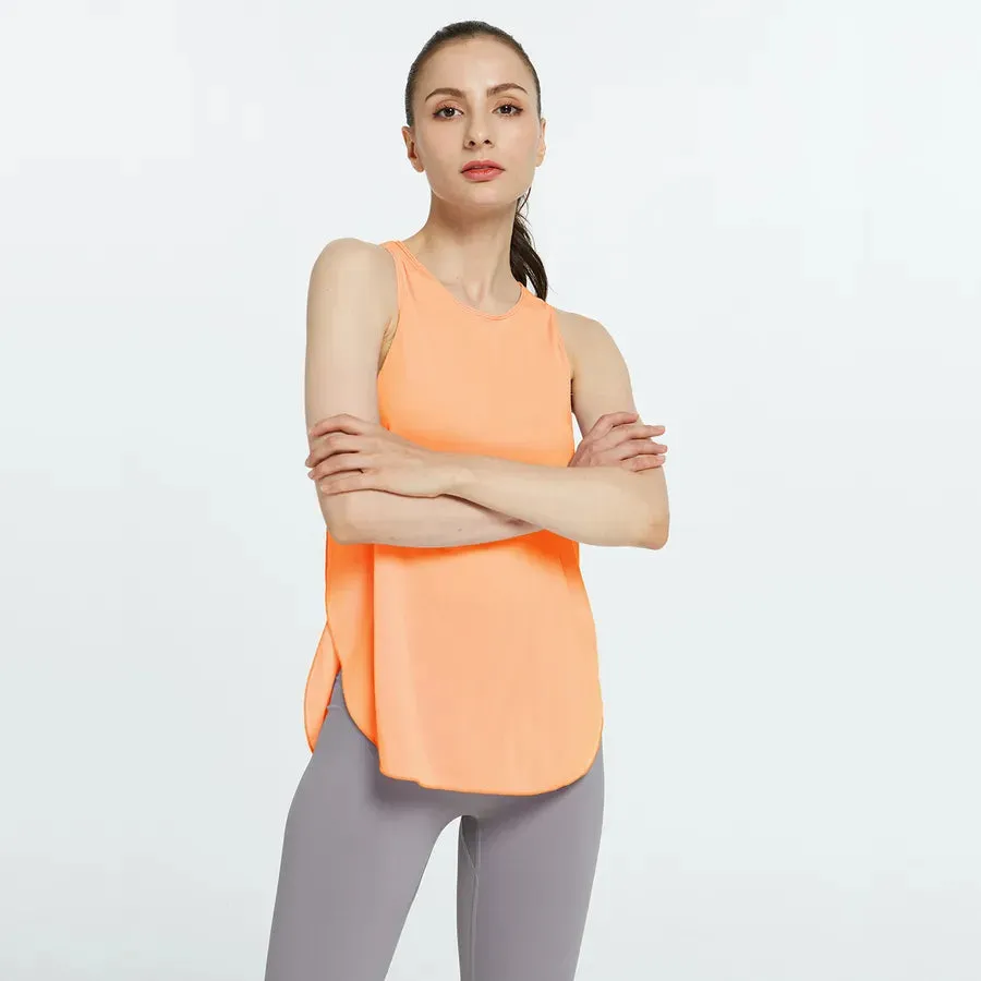 Women's Basic Sports Solid Color Polyester Round Neck Active Tops Vest