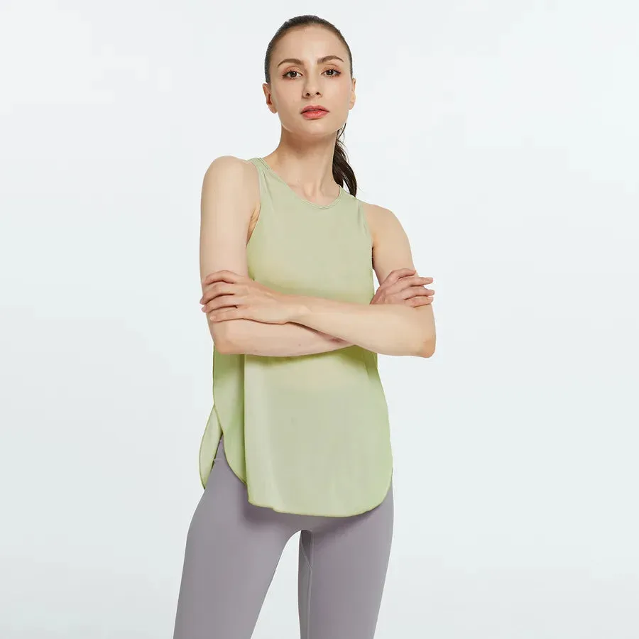 Women's Basic Sports Solid Color Polyester Round Neck Active Tops Vest