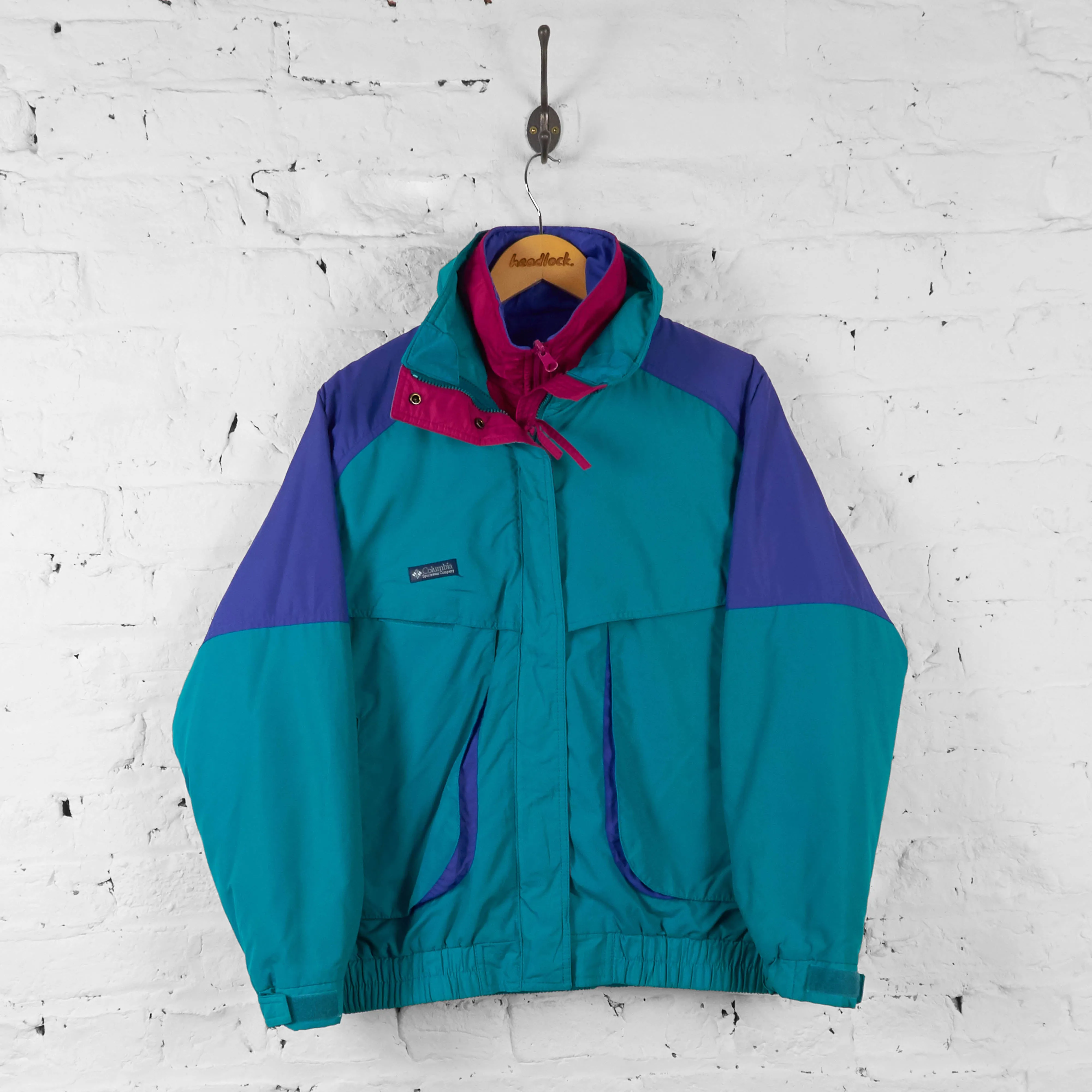 Womens Columbia Powder Keg Ski Rain Jacket - Green - Womens L