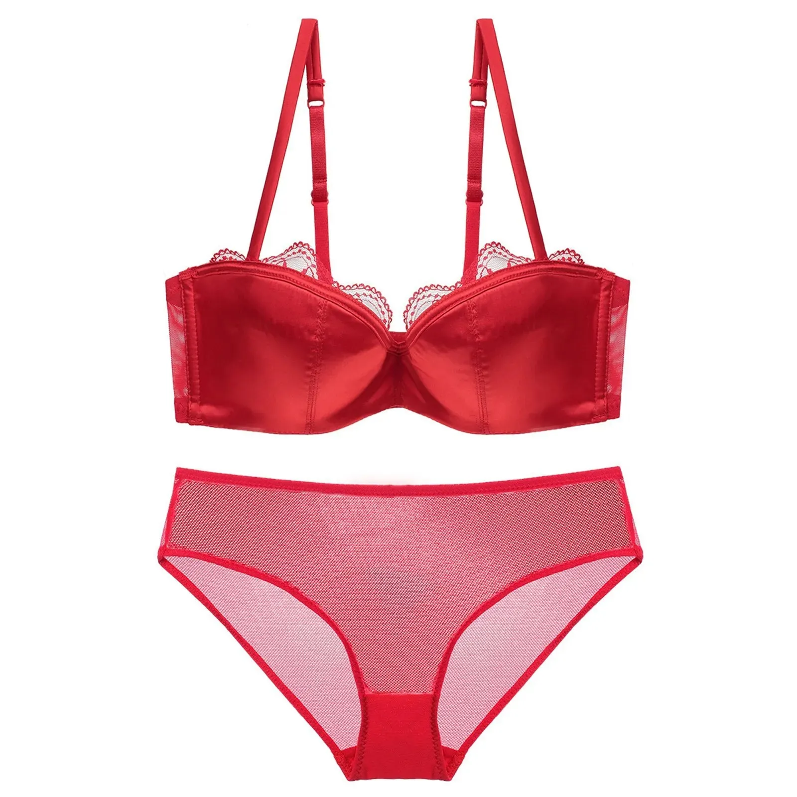 Women's Comfortable Sexy Thin Lace Underwear Lingerie Set - Bralette & Panty in Exotic Solid Color L5