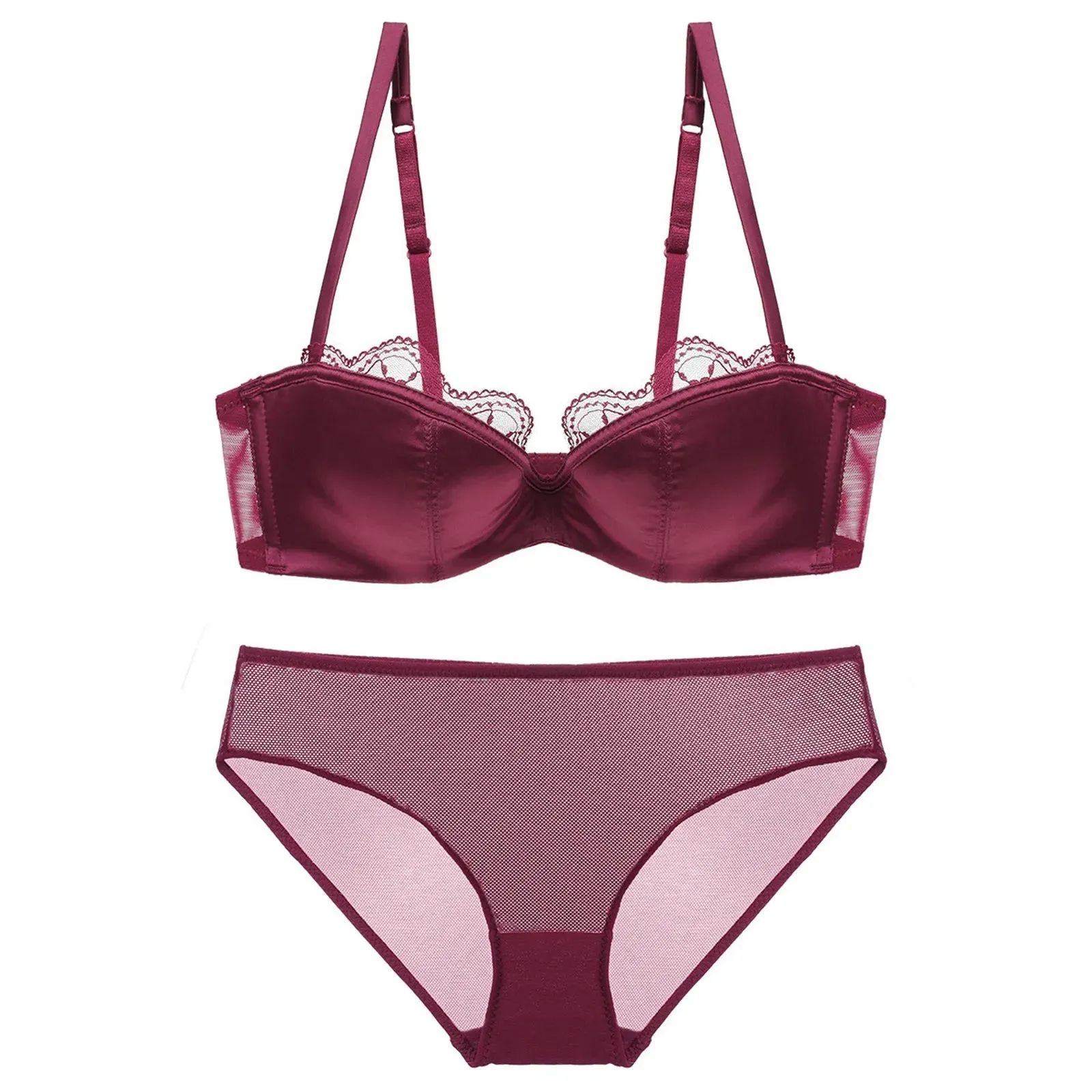Women's Comfortable Sexy Thin Lace Underwear Lingerie Set - Bralette & Panty in Exotic Solid Color L5