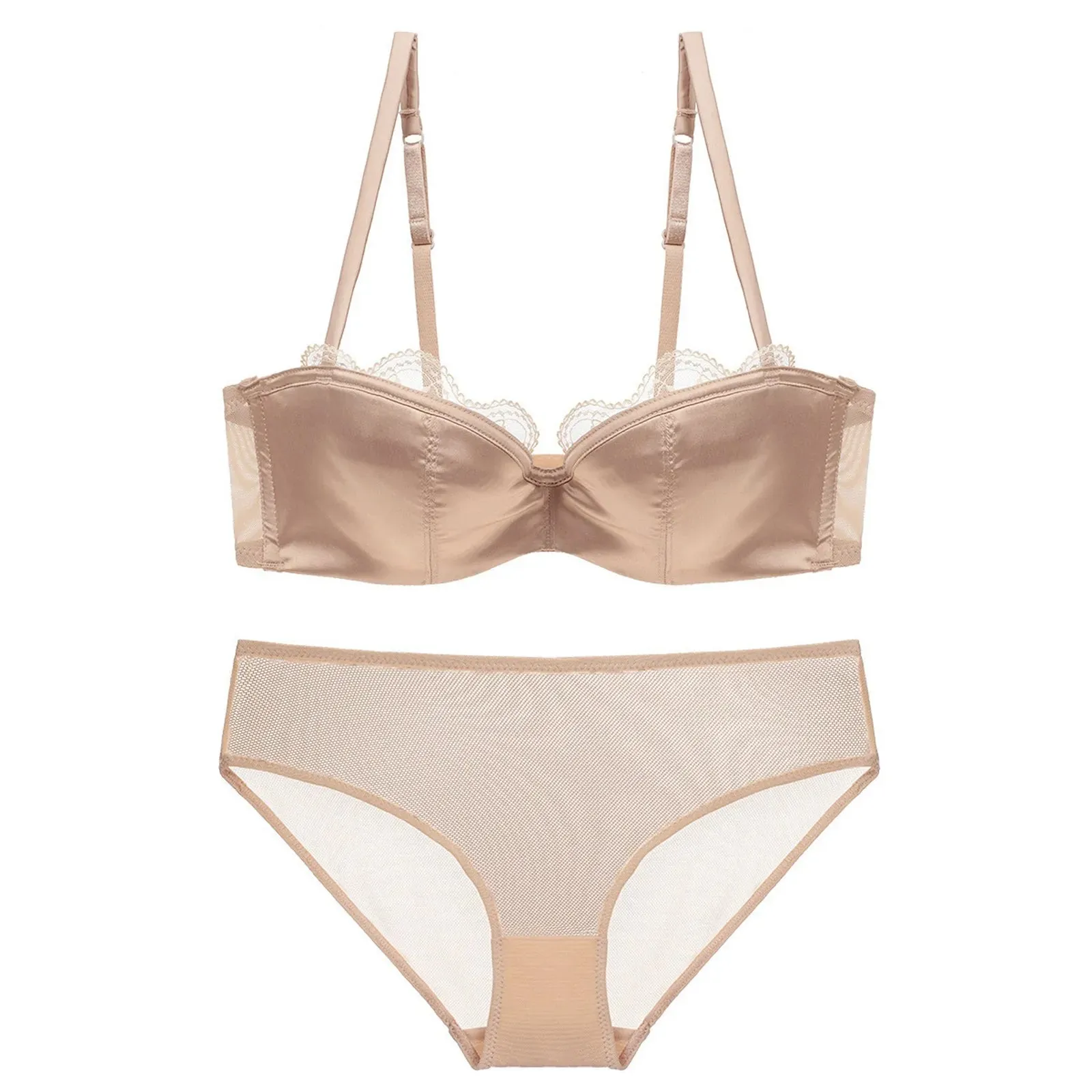 Women's Comfortable Sexy Thin Lace Underwear Lingerie Set - Bralette & Panty in Exotic Solid Color L5