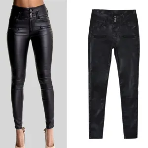 Women's High Waist Skinny Stretch Soft Faux Leather Pants