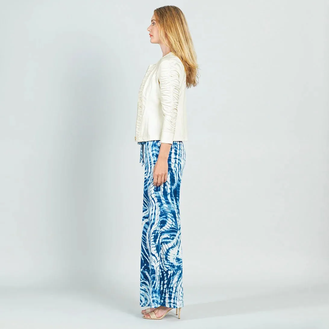 Women's Ivory Liquid Jacket Ruched Zip 3/4 Sleeves
