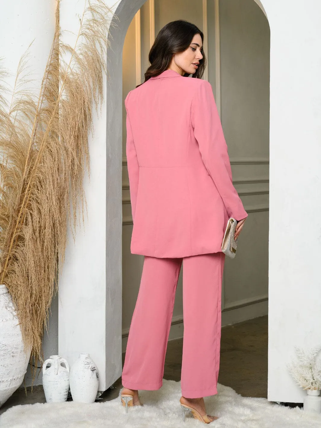 WOMEN'S LONG SLEEVE JACKET & WIDE LEG PANTS SET