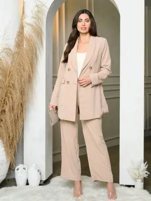 WOMEN'S LONG SLEEVE JACKET & WIDE LEG PANTS SET