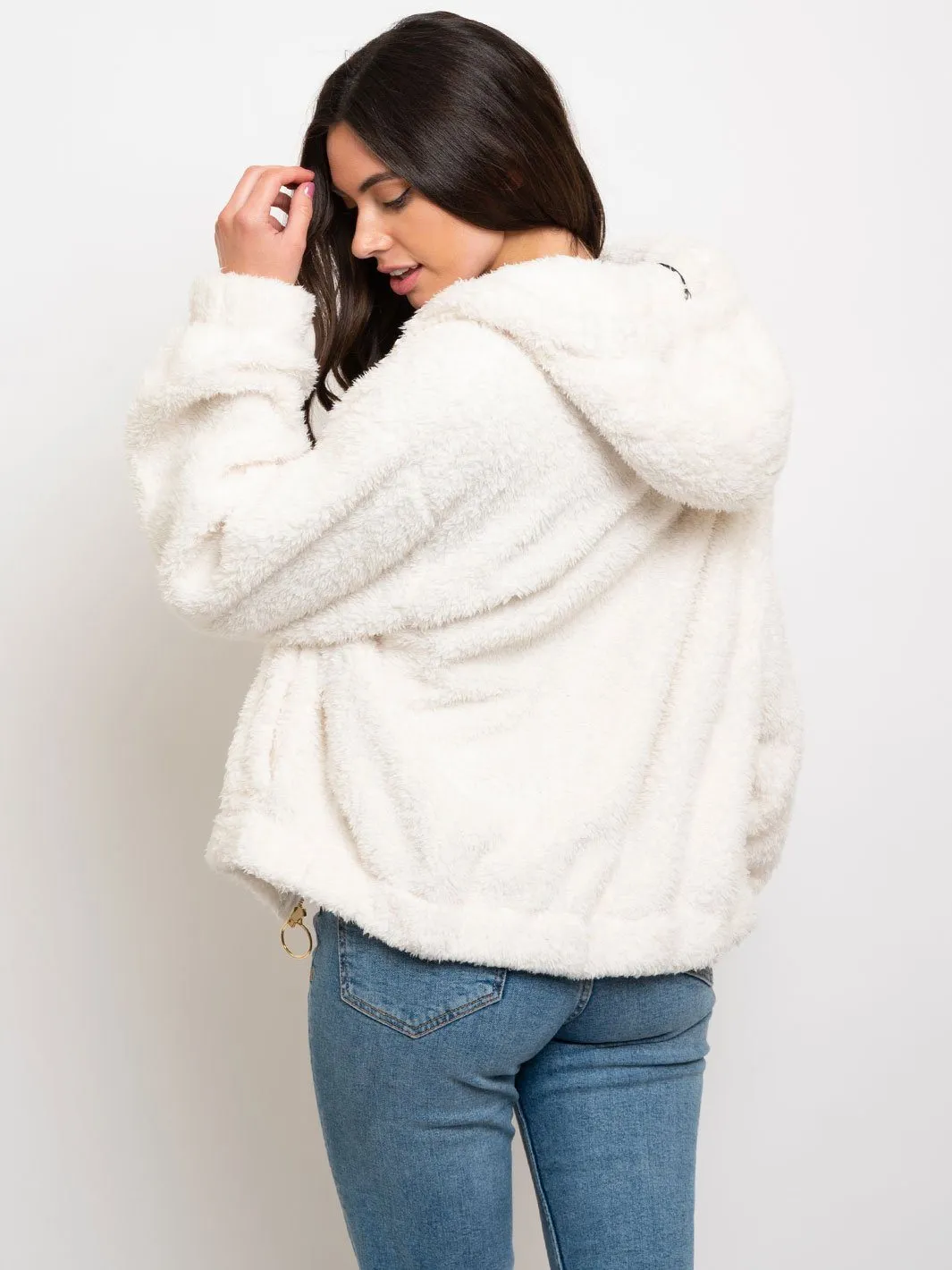 WOMEN'S OVERSIZE ZIP UP SHERPA JACKET