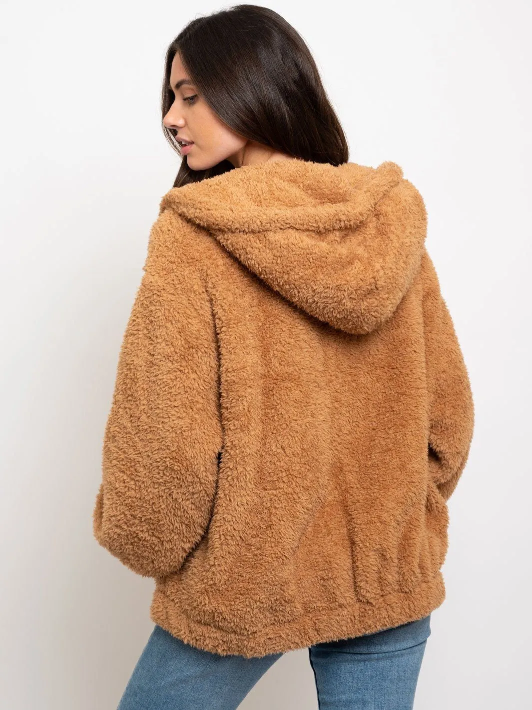 WOMEN'S OVERSIZE ZIP UP SHERPA JACKET